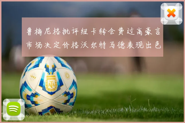 鲁梅尼格批评纽卡转会费过高豪言市场决定价格沃尔特马德表现出色